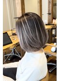 バレイヤージュグレージュハイライトダブルカラーケアブリーチ