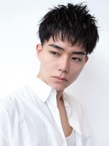 ユウ 渋谷(U) メンズ波巻きセンターパート韓国風黒髪ツーブロックマッシュ