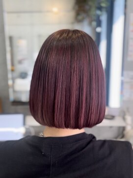 美容室ポール 西葛西店(PAUL) ボブ×ピンクレッド ブリーチカラー 暖色カラー