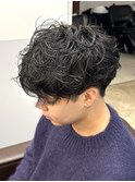 刈り上げセンターパート/波巻きツイストスパイラル/西長堀　M