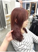 レッドブラウン×レイヤーカット