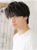 ブラック束感ビジカジ社会人くせ毛風スマートマッシュT南越谷