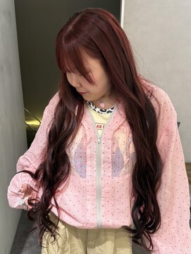 エス 大阪梅田店(es) ブリーチなしダブルカラー　チェリーレッド
