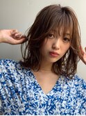 外ハネミディ&長めバング