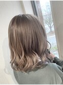 ボブ/カーキグレージュ/大人かわいい/フェザーバング