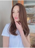 髪質改善　韓国風　前髪カット　小顔ベージュカラー