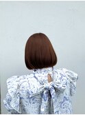 丸みボブ×オレンジブラウン
