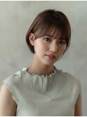 ヌーディカラー/前下がりボブ/小顔ヘア/大人ボブ