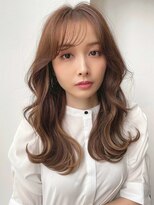 バイオレット 表参道店(Violet) 韓国ヘアミルクティーブラウン小顔ゆるウェーブシースルーバング