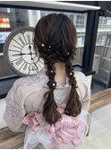 ツイン編みおろし浴衣ヘア