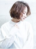 ショコラベージュ×ワンカールボブ 前髪