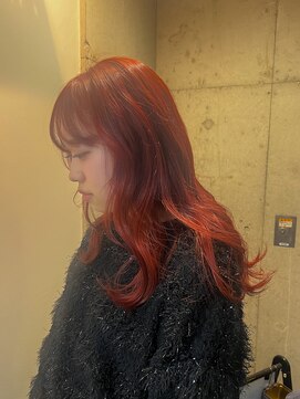 キャンバスアニュー 川崎(canvas anew.) ロング ブリーチあり ブラッドオレンジカラー/ブリーチ