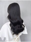 ロング顔周りレイヤー韓国ヘア美髪くびれヘア_ba389101
