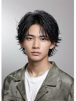 メンズサロン サンティエ 鹿児島中央駅店(Men's salon scintiller) 七三アップバングセンターパート波巻きスパイラルパーマツイスパ
