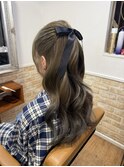 高めのハーフアップで韓国アイドル風アレンジ【カミケン黒岩店】