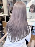 ハイトーンカラーダブルカラー韓国ヘアミルクティーグレージュ