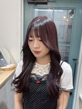 ラベンダーブラウン/巻きと馴染む顔周りカット