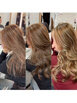ブレンド 渋谷(BLend) ハイライトカラーくびれヘアアプリコットオレンジ