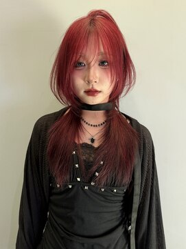 ノラ シンディ(NORA CYNDY) ハッシュカット ワインレッド ボルドーレイヤーチェリーレッド