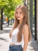 ルージュバイグルーブ(rouge.by.groove)&nbsp;ブラウンベージュ×美髪ストレート｜韓国レイヤーロング