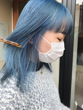 ヘアー アイス ルーチェ(HAIR ICI LUCE) ブリーチ☆水色カラー　ペールブルー　透明感カラー　担当山中