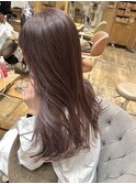 艶感ラベンダーピンクレイヤーカットインナーカラー小顔カット