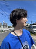 メンズパーマ/センターパートウルフ