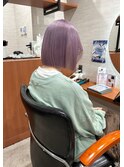 #パープルカラー#ボブ#ブリーチカラー#ハイトーン#ケアブリーチ