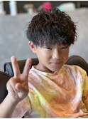 ツイスト風キッズパーマ×ナチュラルショート濡れ髪10代20代学生