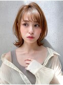 ナチュラルカールセミディうる艶髪外ハネボブ前髪ワンカール