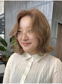 栄外ハネナチュラル大人可愛い韓国ボブ　ベージュ