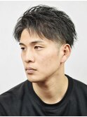 七三センターパートフェザーパーマニュアンスパーマｎ