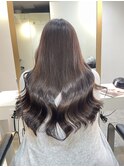 ハイライトカラーくびれヘアアプリコットオレンジ