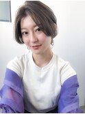 小顔_デザインカラー_厚めバング_ローライト_スリークボブ 