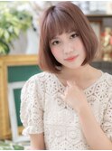 くすみピンク切りっぱなし透け感グラボブb戸田公園20代30代40代
