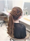 編み込みポニー