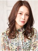 大人可愛い小顔美髪ツヤ髪大人ガーリーココアベージュ秋冬A1