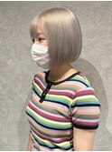 村上/ホワイトベージュブリーチ丸みボブ20代ミルクティー透明感
