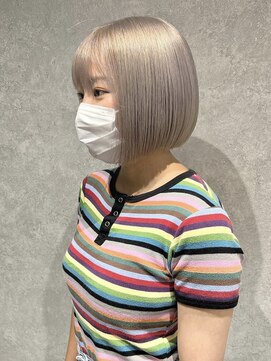 ラミエバイメルト 下北沢(lamie by melt) 村上/ホワイトベージュブリーチ丸みボブ20代ミルクティー透明感