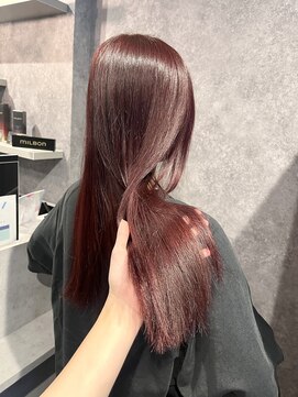 シック(chic.) ブリーチなしチェリーレッド/福岡天神/酸性縮毛矯正/ストレート