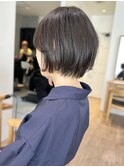 say.黒髪ボブルフネビージュ小顔ワンレン暗髪ショートハイライト