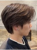 韓国マッシュセンターパートフェザーパーマダウンパーマ