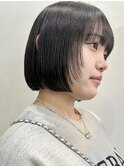 切りっぱなしボブ×ぱっつん前髪×フェイスレイヤー表参道