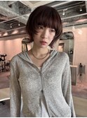 ウルフレイヤー／顔周りレイヤー/ワイドバング/レッドブラウン