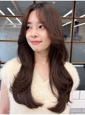 韓国 長め前髪◎大人可愛い小顔レイヤーロング
