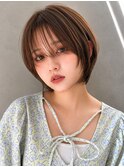 丸みショートボブ/カーテンバング/顔周りカット/ダークブルー