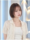 地毛風縮毛矯正韓国風顔まわりレイヤー小顔ボブ切りっぱなしボブ