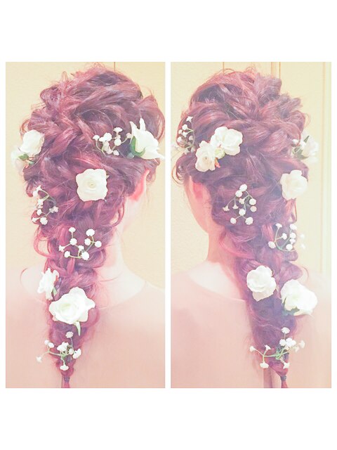 編み込み　bridal　hair　