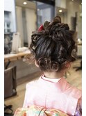 ヘアセット 着付け 七五三 変形尾編み上げお団子シニヨン