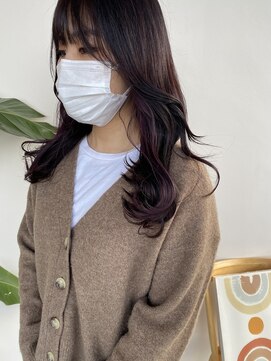 シェル 津山の手店(shel) 【pink brown×purple】大人可愛いふんわり透け感インナーカラー